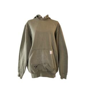 Y2K Carhartt Original Fit Military Green Distressed Thrasher Hoodie Size Medium